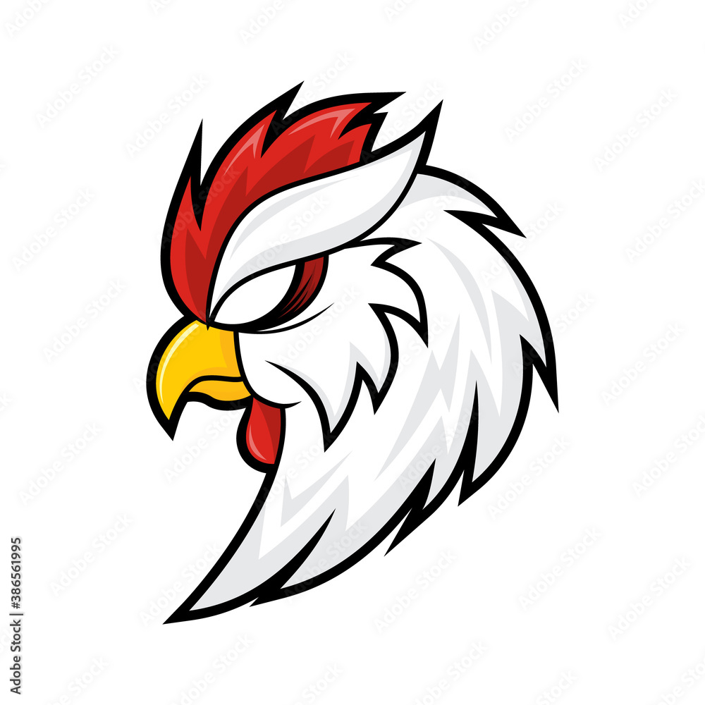Obraz premium White Rooster Logo Design