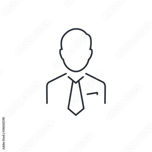Businessman. Contour flat image of a person. Vector linear icon isolated on white background.