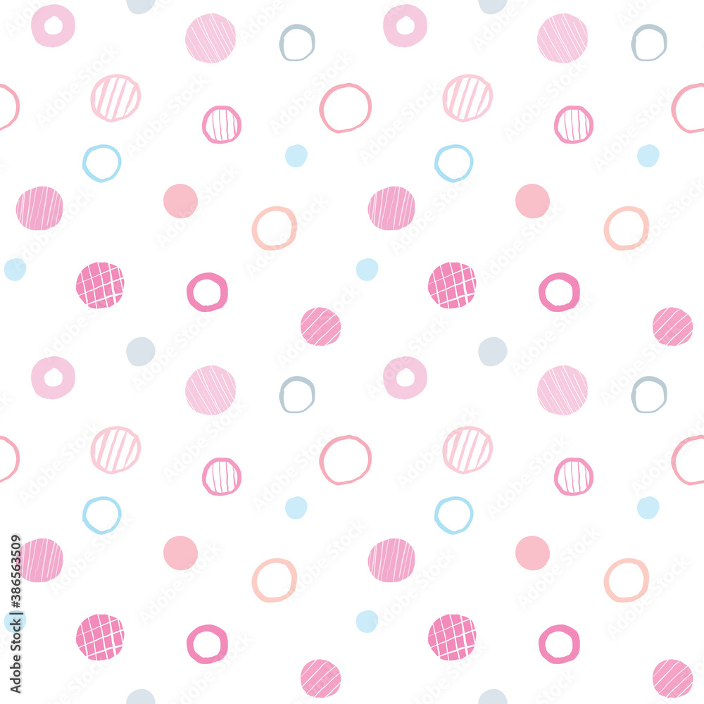 Seamless Pattern with Pastel Dot Design on White Background