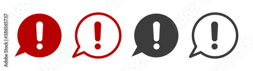Set of exclamation mark icons. Warning signs. Vector illustration.