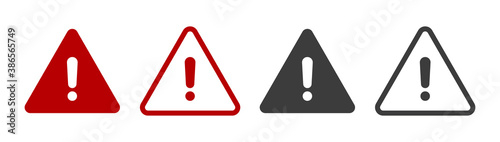 Set of exclamation mark icons. Warning signs. Vector illustration.