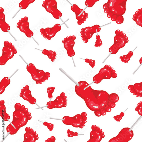 Red Foot Lollipop Seamless Pattern photo