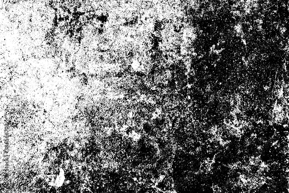 Obraz premium Grunge black and white. Abstract monochrome texture. Pattern of cracks, scratches, chips, dust, dirt. Old worn surface. Black and white vector background