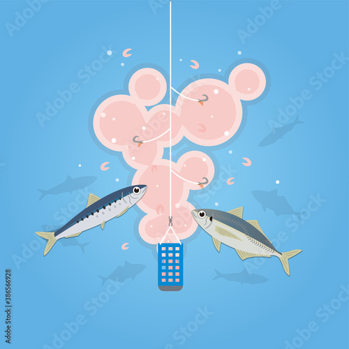 サビキ釣りの餌を食べる小魚