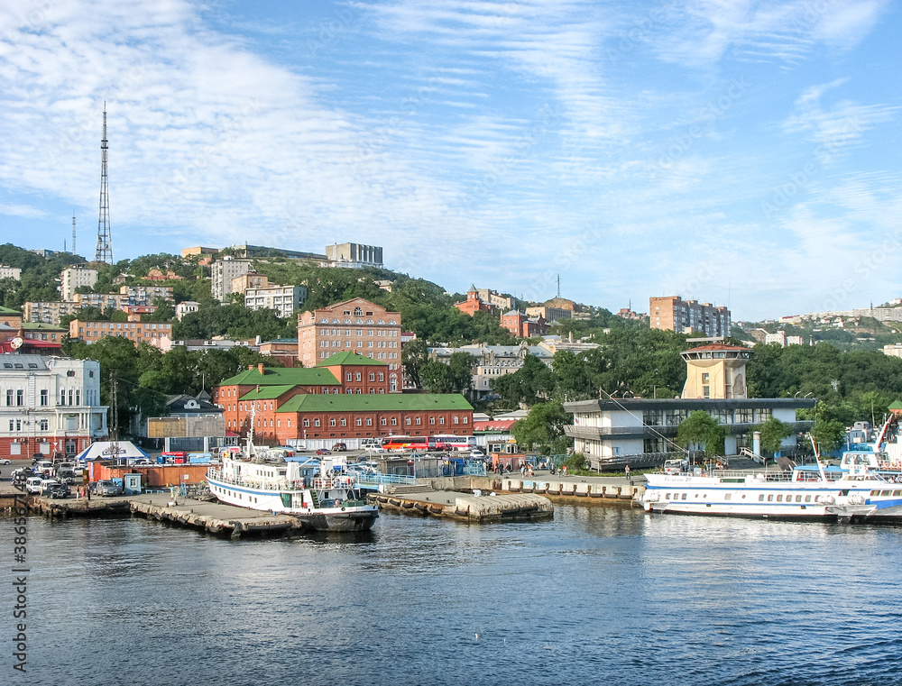Vladivostok city scape view from the sea