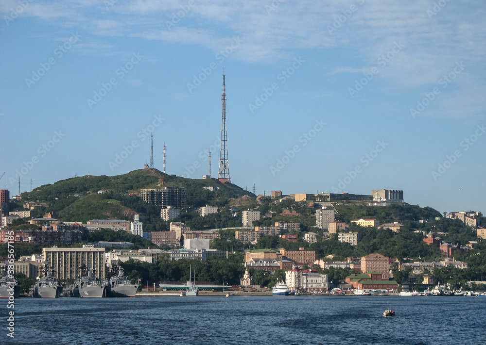 Vladivostok city scape view from the sea