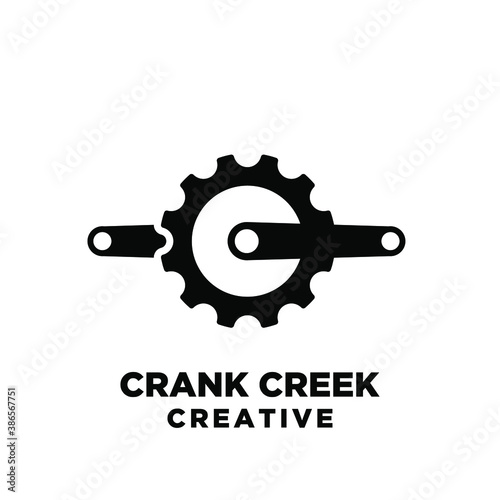crank creek cycle creative sport bike vector logo icon illustration design isolated white background photo