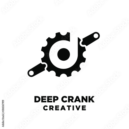 deep cycle crank creative sport bike with initial letter d vector logo icon illustration design isolated white background