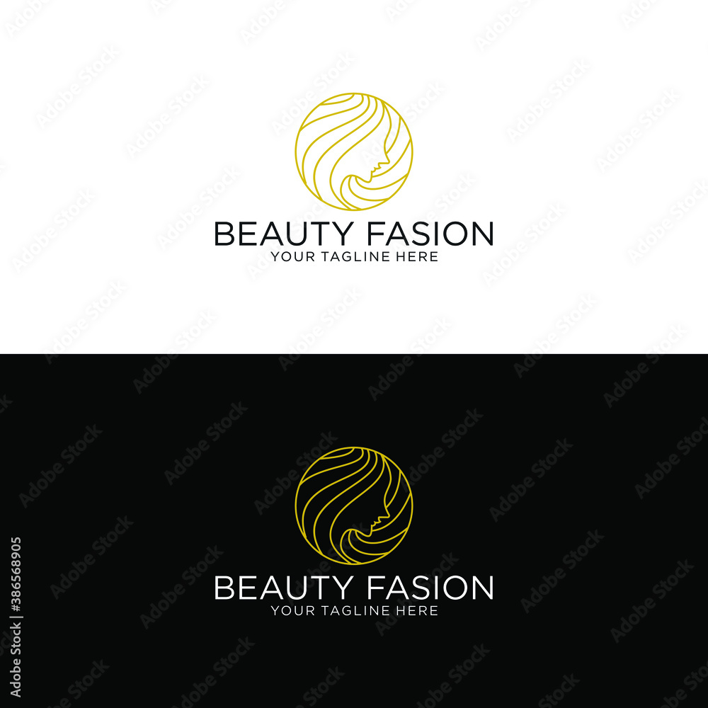 Beauty Hairdresser salon Woman Logo design vector template circle shape. SPA, Fashion, Makeup, Hairdressing girl Logotype concept icon linear style. Beauty Hairdresser salon Woman Logo design vector template circle shape. SPA, Fashion, Makeup, Hairdressing girl Logotype concept icon linear style.