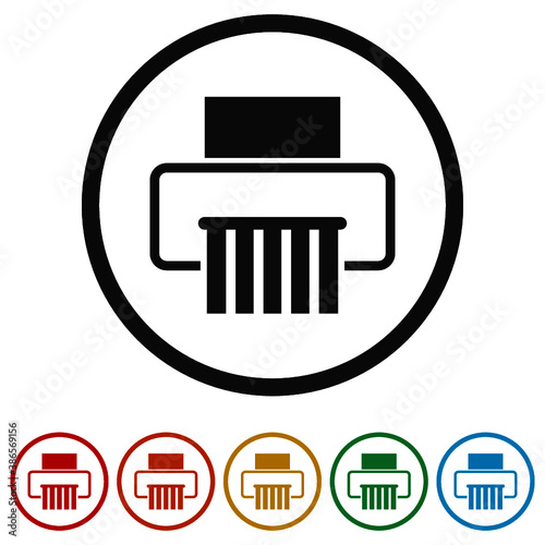 Paper shredder  ring icon, color set