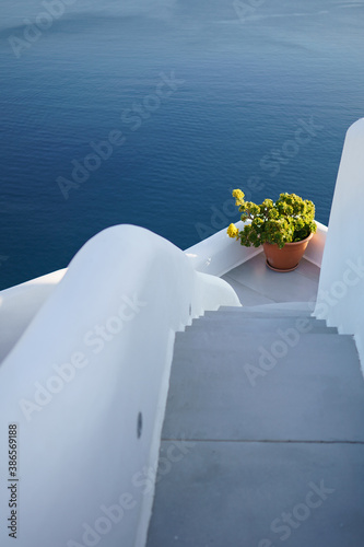 Traditional style stairway  stair step. of Santorini  Greece.