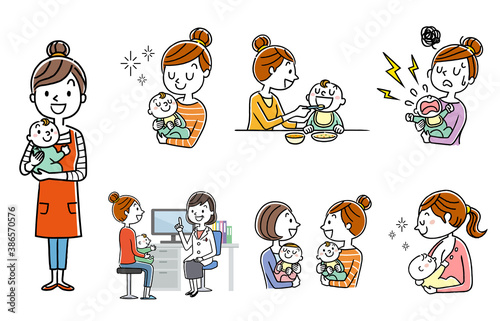 人物セット：子育て、育児、親子
