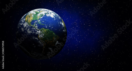 Fototapeta Naklejka Na Ścianę i Meble -  Blue earth in night space. (Elements of this image furnished by NASA.)