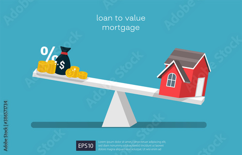 Loan to value ratio design concept. Mortgage measures vector illustration.
