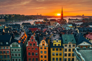 Keuken achterwand Stockholm Stortorget plein in zonsondergang Stockholm  © belyaaa