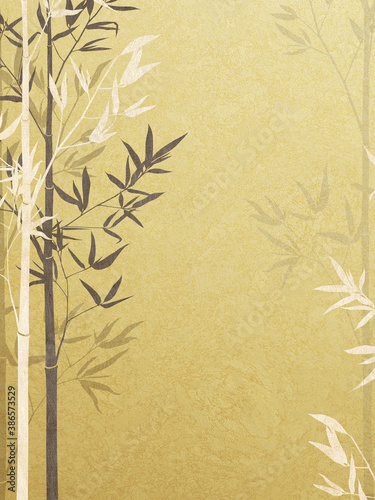 Asian-style golden background with bamboo bush