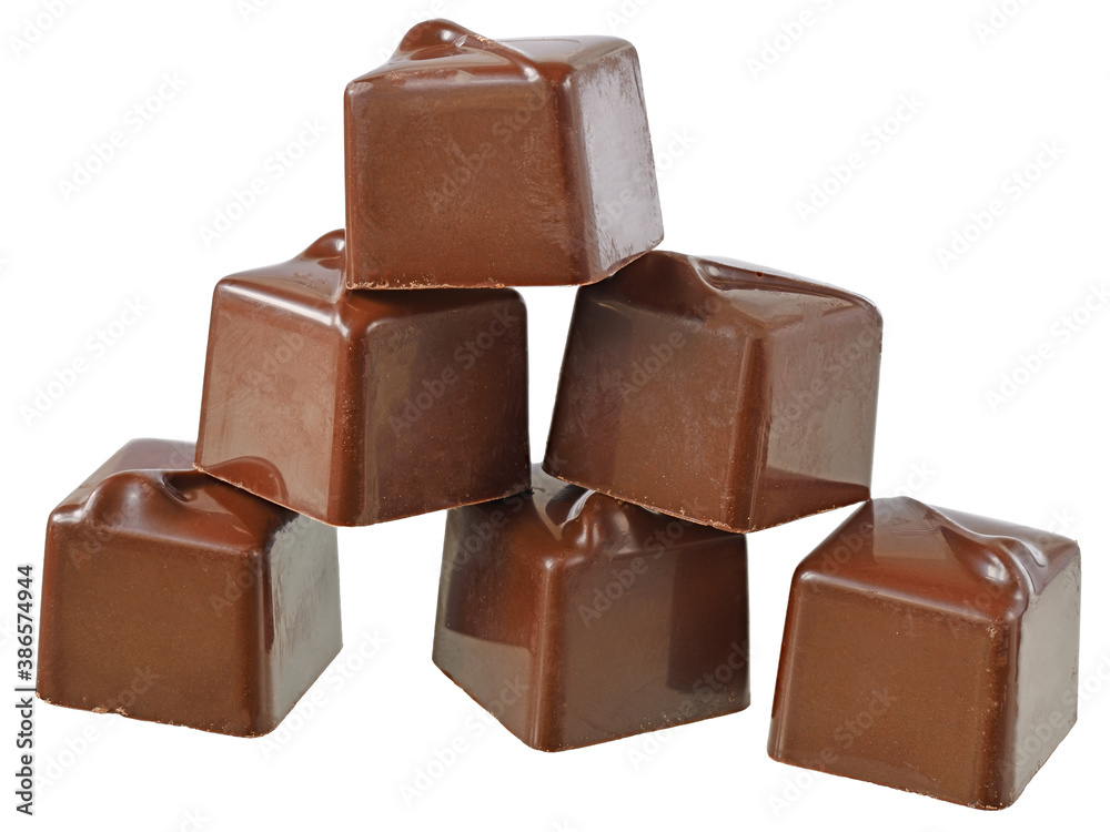 Cubes of chocolate candy isolated Cubes of chocolate candy isolated