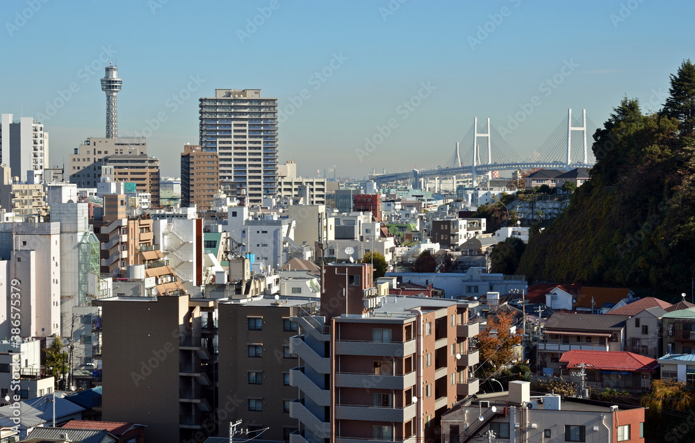 Naklejka premium イタリア山より横浜市内眺望