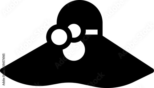 Black Elegant women hat icon isolated on white background. Vector.