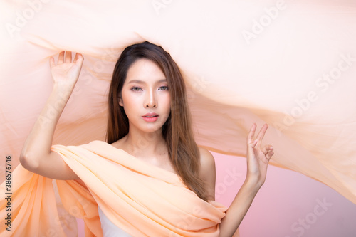 Fashion Portrait Profile Asian Woman fashionable item make up