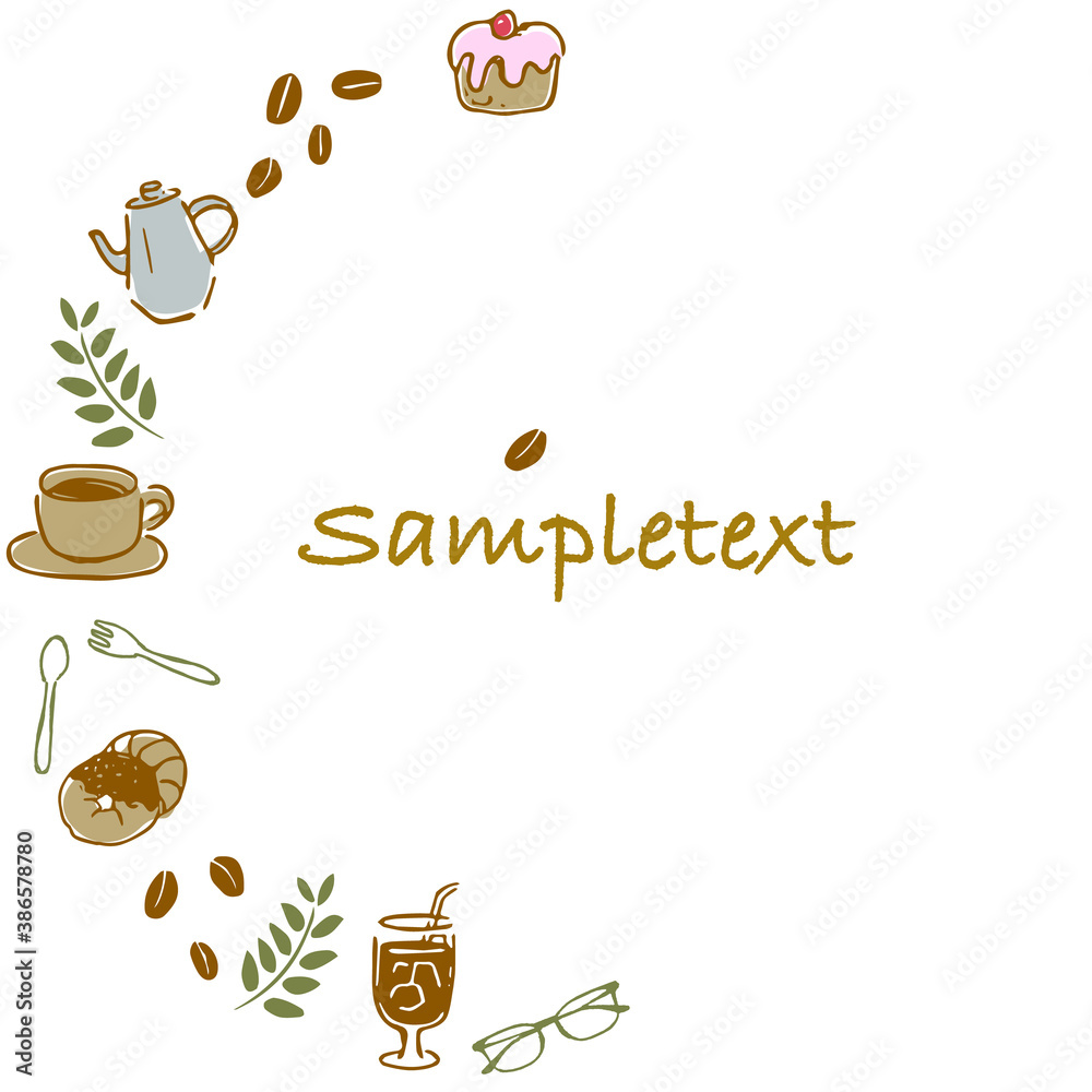 ルーズなカフェのメニューのイラストフレーム Illustration Frame Of Loose Cafe Menu Stock Vector Adobe Stock