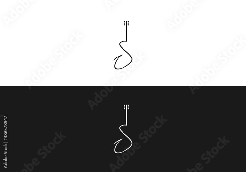 Creative  Letter S And Guitar Combination Mark  Logo Design.