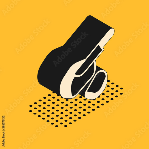 Isometric Canadian peameal bacon icon isolated on yellow background. Vector.