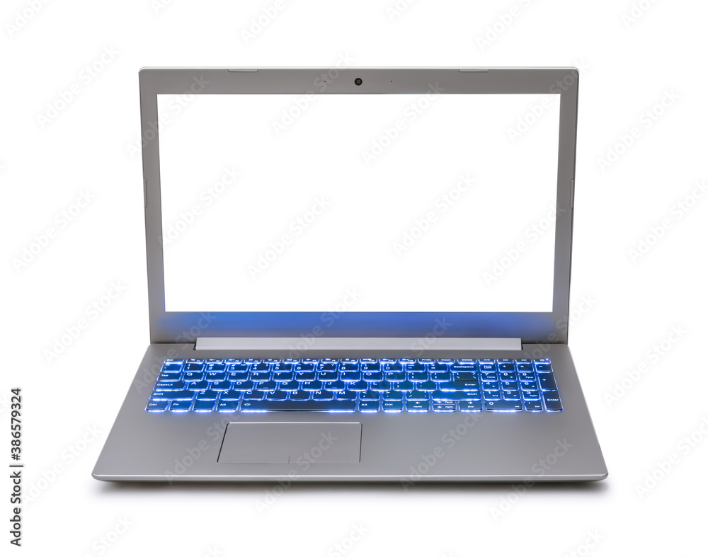 Notebook computer with blue keyboard backlight Notebook computer with blue keyboard backlight