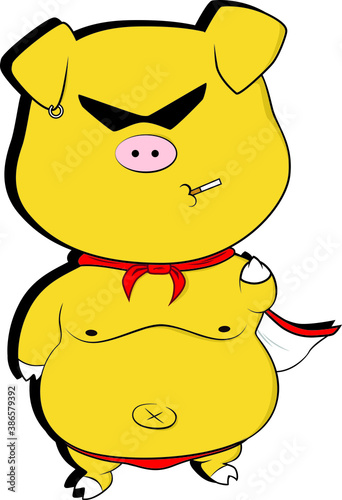 Gangster Pig With Middle Finger