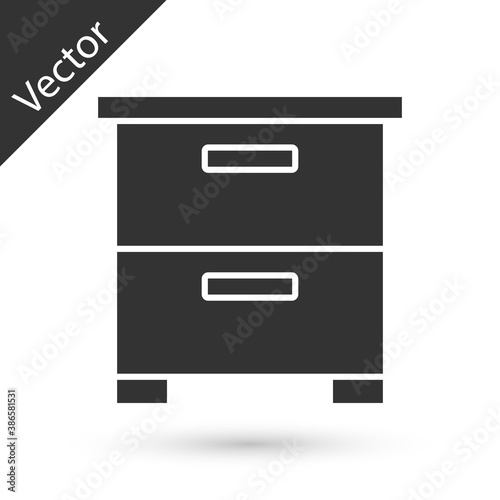 Grey Furniture nightstand icon isolated on white background. Vector.