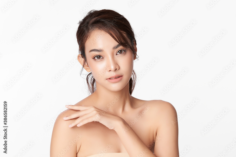 Beautiful young asian woman with clean fresh skin on white background, Face care, Facial treatment, Cosmetology, beauty and spa, Asian women portrait Beautiful young asian woman with clean fresh skin on white background, Face care, Facial treatment, Cosmetology, beauty and spa, Asian women portrait