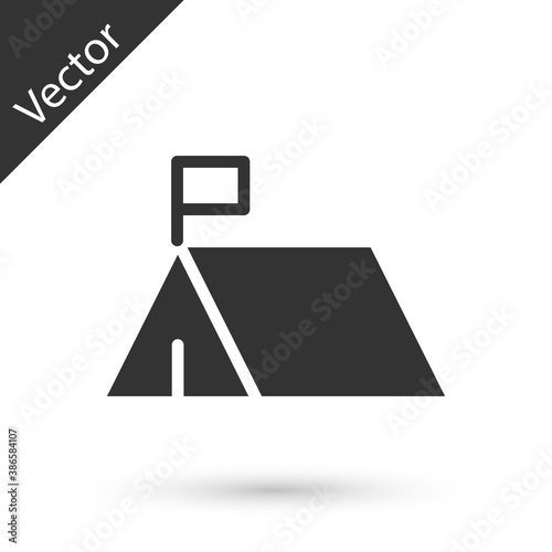 Grey Protest camp icon isolated on white background. Protesting tent. Vector. photo