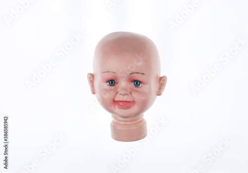 Fotografie halloween doll head isolated on white background