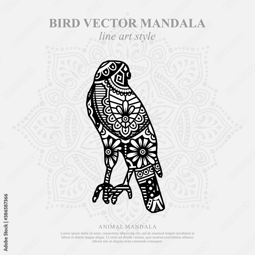 Obraz premium Bird Vector Mandala Line Art Style