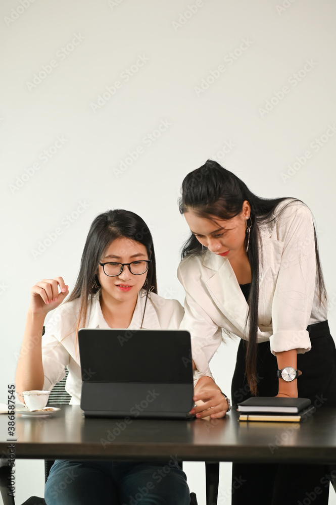 Asian women startup for business together in office. Asian women startup for business together in office.