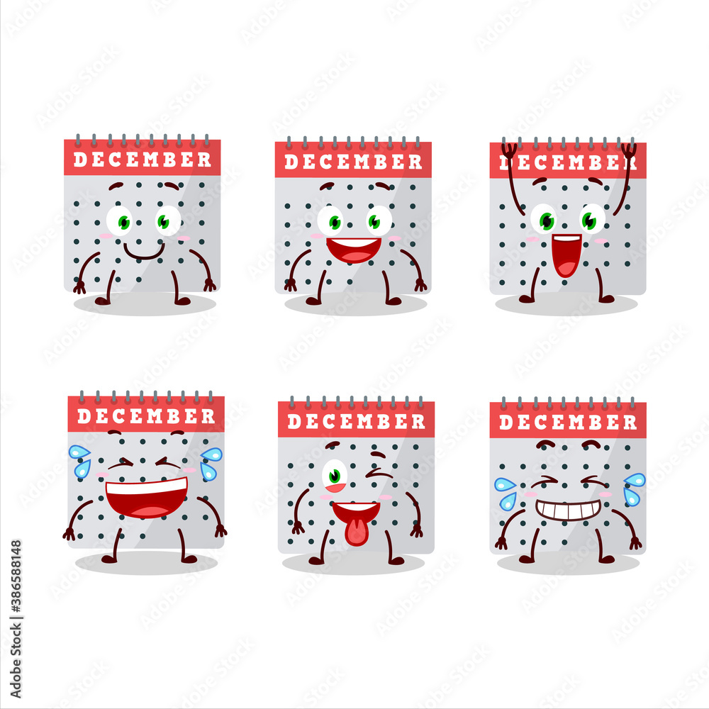 Fototapeta premium Cartoon character of december calendar with smile expression