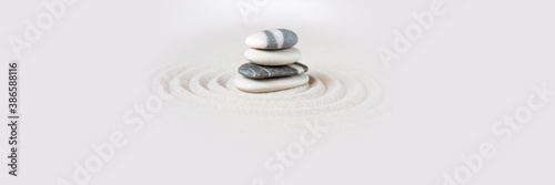 Sticker Zen japanese garden background. Horizontal banner
