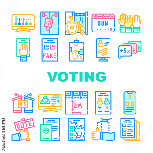 Voting And Elections Collection Icons Set Vector