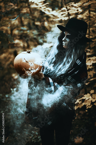 Halloween Photography - Girl with pumpkin