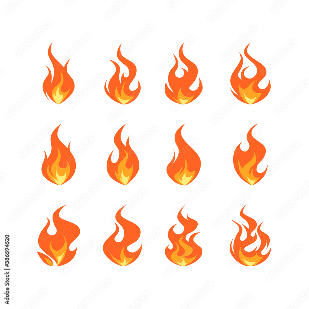 Simple vector flame icons in flat style Simple vector flame icons in flat style