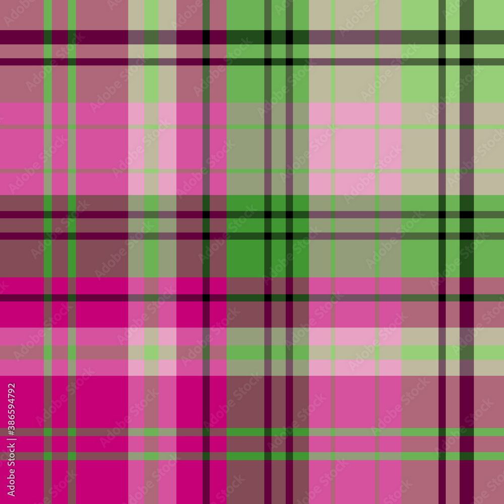 Seamless pattern in bright pink and green colors for plaid, fabric, textile, clothes, tablecloth and other things. Vector image.