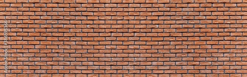 Panorama of Old brown stone brick wall seamless background and pattern texture