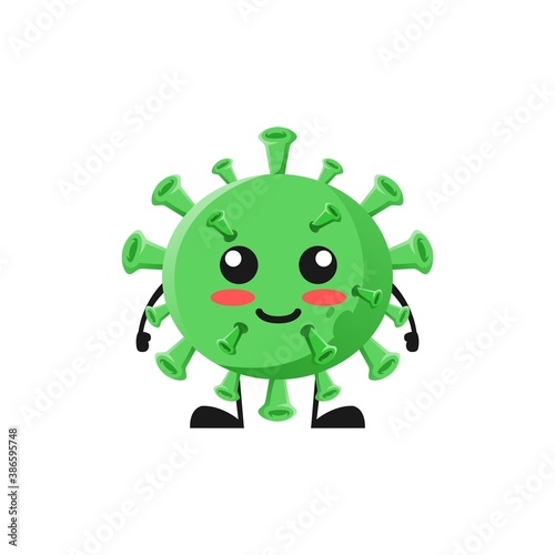 vector illustration of cute virus bacteria mascot or character with smile expression. cute virus bacteria Concept White Isolated. Flat Cartoon Style Suitable for Landing Page, Banner, Flyer, Sticker.