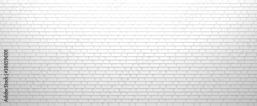 White brick wall texture for background, panorama of masonry