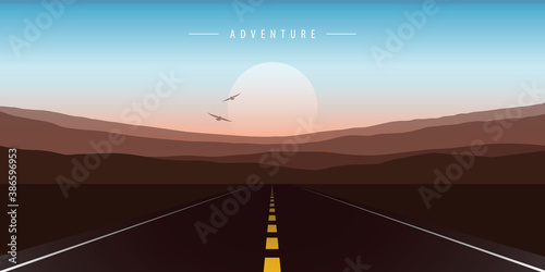 road trip asphalt road in the mountains vector illustration EPS10