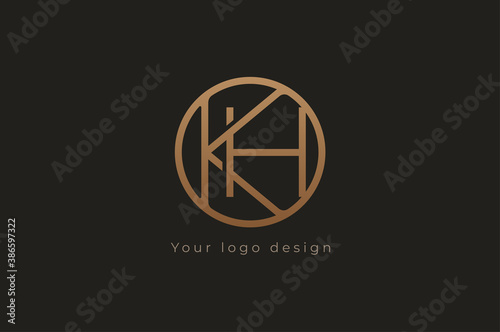 Abstract initial letter K and H logo, usable for branding and business logos, Flat Logo Design Template, vector illustration