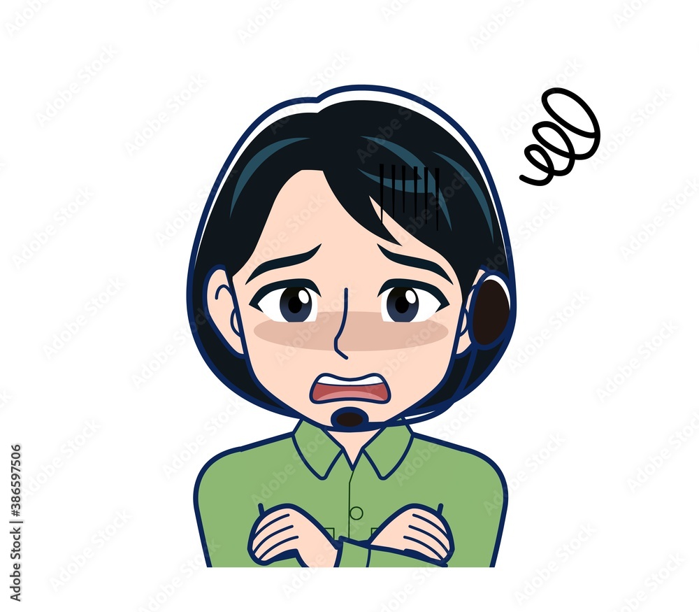 Young woman in green work clothes Young woman in green work clothes