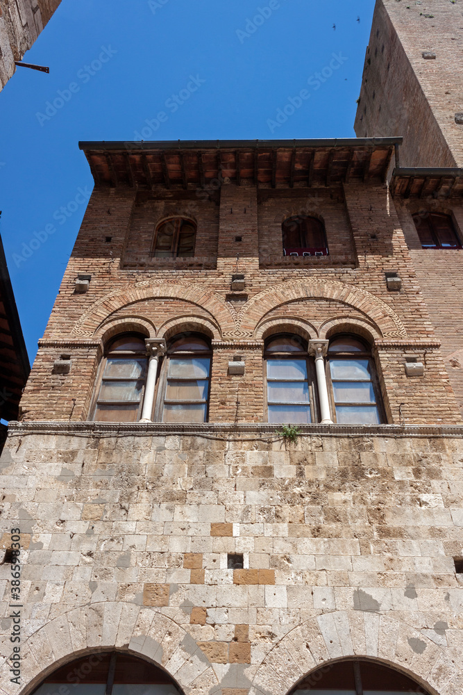 Ancient building in the center of the San Gimignano town  