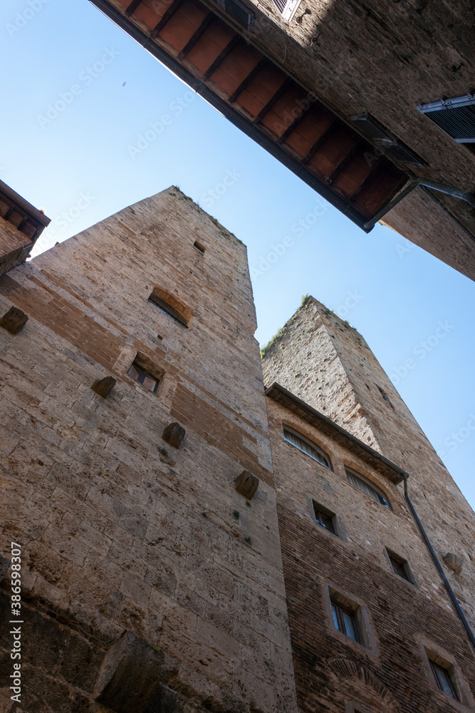 tower in the center of the San Gimignano town  