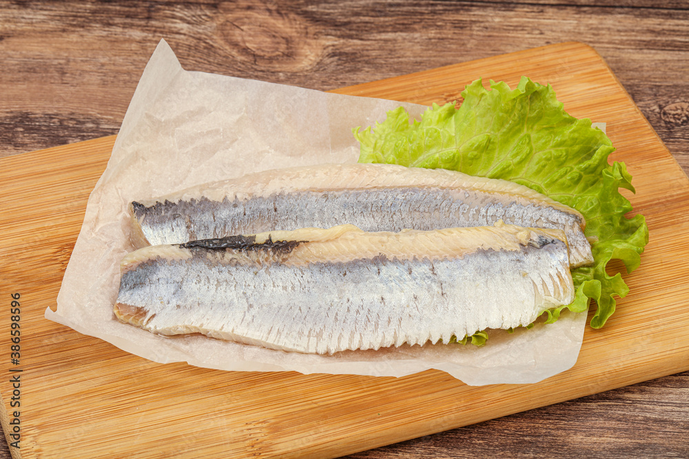 Herring fillet with salad leaves Herring fillet with salad leaves